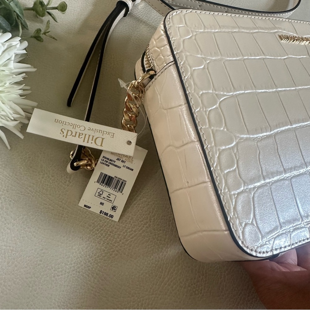 NWT MICHAEL MICHAEL KORS Jet Set E/W Glimmer Croco Embossed Crossbody Bag - Picture 7 of 9
